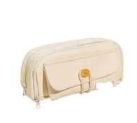 Trousse Sac à crayons en tissu avec cordon de coton, grande capacité | Sac de rangement for fournitures de papeterie à boutons, étui for stylos DIY(Beige)