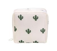 Trousse sanitaire élégante avec plusieurs compartiments pour l'organisation féminine de l'hygiène et l'organisation de voyage, Cactus blanc