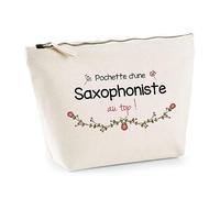 Trousse Saxophoniste au Top | Idée Cadeau Collègue Travail Retraite Pochette Maquillage Toilette