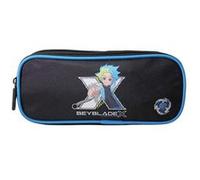 Bagtrotter Beyblade X - Trousse Scolaire Rectangulaire - Noir/Bleu - Garçon - 2 Compartiments