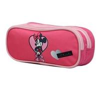 Bagtrotter Trousse Scolaire 2 Compartiments Disney Minnie Coeur Rose