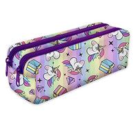 Trousse scolaire 2 compartiments Sac a Crayon Trousse de toilette Trousse Plumier Organisateur Diament Licorne [107]