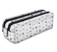 Trousse Scolaire 2 Compartiments Sac a Crayon Trousse de Toilette Trousse Plumier Organisateur Flamingo Blue [107]