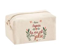 Trousse Scolaire Agnès la Vie est Plus Jolie | Pochette Maquillage Make-up Trousse pour Fournitures Bureau Cadeau Fête des Mères Anniversaire Soeur Noël Tata Marraine