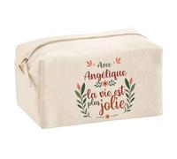 Trousse Scolaire Angélique la Vie est Plus Jolie | Pochette Maquillage Make-up Trousse pour Fournitures Bureau Cadeau Fête des Mères Anniversaire Soeur Noël Tata Marraine