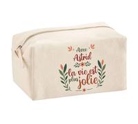Trousse Scolaire Astrid la Vie est Plus Jolie | Pochette Maquillage Make-up Trousse pour Fournitures Bureau Cadeau Fête des Mères Anniversaire Soeur Noël Tata Marraine