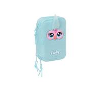 Trousse scolaire avec outils - - 37 pièces incluses - 12,5x5,5x19,5 cm - Bleu ciel - Polyester recyclé