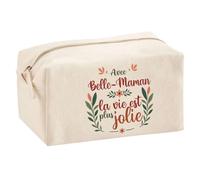 Trousse Scolaire Belle-Maman la Vie est Plus Jolie | Pochette Maquillage Make-up Trousse pour Fournitures Bureau Cadeau Fête des Mères Anniversaire Soeur Noël Tata Marraine