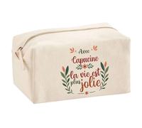 Trousse Scolaire Capucine la Vie est Plus Jolie | Pochette Maquillage Make-up Trousse pour Fournitures Bureau Cadeau Fête des Mères Anniversaire Soeur Noël Tata Marraine