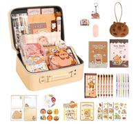 Trousse Scolaire Capybara | Autocollants Amusants et Mignons à Grande Capacité - Fournitures Scolaires à l'Effigie de Capybara,pour Stylos Feutres Règles Carnets Maquillage Gommes Voyage Bureau Maison