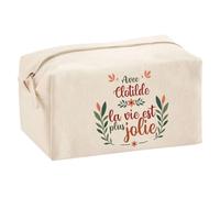 Trousse Scolaire Clotilde la Vie est Plus Jolie | Pochette Maquillage Make-up Trousse pour Fournitures Bureau Cadeau Fête des Mères Anniversaire Soeur Noël Tata Marraine