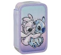 Trousse Scolaire Complète 44 Pièces pour Fan de Stitch - Kit Créatif Triple Compartiment avec Feutres, Crayons, Règle - Idée Cadeau Fille