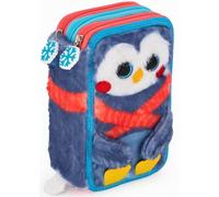 Trousse Scolaire Complète 45 Pièces - Kit Créatif Triple Compartiment avec Stylos Gel Effaçables, Crayons 4.0 mm, Feutres - Idée Cadeau Fille - Design Manchot Peluche - Julian Ross