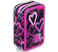 Trousse Scolaire Complète 45 Pièces - Kit Créatif Triple Compartiment avec Stylos Gel Effaçables, Crayons 4.0 mm, Feutres - Idée Cadeau Fille Julian Ross - Motif cœurs et étoiles