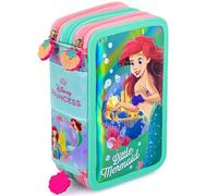 Trousse Scolaire Complète 45 Pièces pour Ariel La Petite Sirène Fan - Kit Créatif Triple Compartiment avec Stylos Gel Effaçables, Crayons 4.0 mm, Feutres - Idée Cadeau Fille