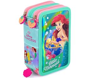 Trousse Scolaire Complète 45 Pièces pour Ariel La Petite Sirène Fan - Kit Créatif Triple Compartiment avec Stylos Gel Effaçables, Crayons 4.0 mm, Feutres - Idée Cadeau Fille