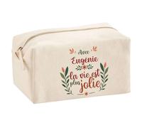 Trousse Scolaire Eugénie la Vie est Plus Jolie | Pochette Maquillage Make-up Trousse pour Fournitures Bureau Cadeau Fête des Mères Anniversaire Soeur Noël Tata Marraine