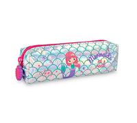 Trousse Scolaire Fille Argentée avec Sirène - Mini Étui à Crayons Argent Vert Rose pour Enfant avec Fermeture à Glissière - Trousse École Maternelle Voyage Enfants Little Mermaid - 5x20x5 cm (Sirène)