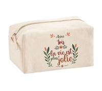 Trousse Scolaire Iris la Vie est Plus Jolie | Pochette Maquillage Make-up Trousse pour Fournitures Bureau Cadeau Fête des Mères Anniversaire Soeur Noël Tata Marraine