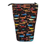 Trousse Scolaire J'Aime Mon Chien Teckels Imprimer Plumier Avec Fermeture Zippée Sac Pencil Holder Durable Trousse À Crayons Debout Pour Enseignants, Fille, Adolescent
