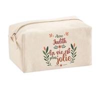 Trousse Scolaire Judith la Vie est Plus Jolie | Pochette Maquillage Make-up Trousse pour Fournitures Bureau Cadeau Fête des Mères Anniversaire Soeur Noël Tata Marraine