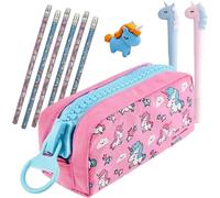 Trousse Scolaire Licorne - Cadeau Pour Fille 6 7 8 9 Ans - Set De Papeterie Avec Crayons, Gomme Et Stylos - Grande Fermeture ¿¿Clair Et Grande Capacit¿¿ - Cadeau Anniversaire Licorne