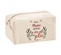 Trousse Scolaire Maria la Vie est Plus Jolie | Pochette Maquillage Make-up Trousse pour Fournitures Bureau Cadeau Fête des Mères Anniversaire Soeur Noël Tata Marraine