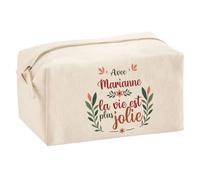 Trousse Scolaire Marianne la Vie est Plus Jolie | Pochette Maquillage Make-up Trousse pour Fournitures Bureau Cadeau Fête des Mères Anniversaire Soeur Noël Tata Marraine