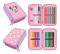 CERDÁ Trousse scolaire triple Minnie Disney – marqueurs, stylos, crayons, 12,5x19,5x4,5 cm