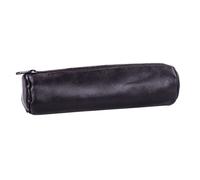 Trousse - Scolaire - Noir - Rond - Cuir lisse - 21x6 cm - Oxford