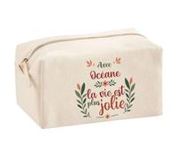 Trousse Scolaire Océane la Vie est Plus Jolie | Pochette Maquillage Make-up Trousse pour Fournitures Bureau Cadeau Fête des Mères Anniversaire Soeur Noël Tata Marraine