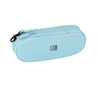 Trousse Scolaire Oxford B-Hook Bleu - avec Crochet, Gomme de Fixation pour Cahier, Compact, Polyester (21x4.8x8cm)