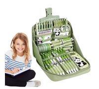 Trousse Scolaire Panda - Coffret Éducatif Panda avec Accessoires,Stylos Étui à Crayons Règle Autocollants Porte-Clés pour Écoliers
