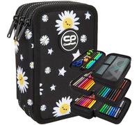 Trousse scolaire - Patio - Daisy Noir - Triple compartiment - Équipée