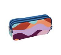 Trousse - Scolaire - Rectangulaire - 3 compartiments - 22x11x6,5cm - Bleu, oran
