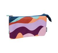 Trousse - Scolaire - Rectangulaire - 5 compartiments - 22x12x4 cm - Bleu, orange et vert