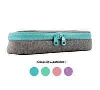 Trousse - Scolaire - Rectangulaire - Gris chiné et pastel - Tissu - Apli