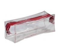 Trousse - Scolaire - Rectangulaire - Transparente - Plastique - Rouge - 1 Compartiment