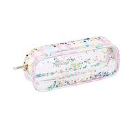 Viquel - Trousse Scolaire Transparente à Paillettes Fille - Dimensions 21 x 8 x 6 cm - Trousse Zippée pour École Primaire, Rangement Stylos, Crayons et Fournitures Scolaires