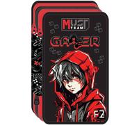 Trousse Scolaire Remplie 3 Compartiments Zippés Must Team Noir TU