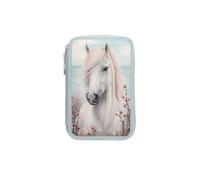 Trousse scolaire remplie - DEPESCHE - Miss Melody - 2 compartiments - Motif chevaux & fleurs - 18 crayons & accessoires