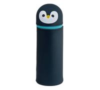 Trousse - Scolaire - Ronde - Pingouin - Silicone Souple - Fermeture Éclair - 18cm