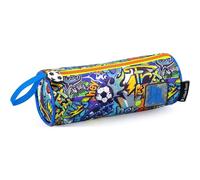 Trousse Scolaire Ronde Pour Enfant-Étui Vert Et Bleu 21x8 Cm Avec Fermeture Éclair-Cadeau Pour Garçon-École Primaire (Cp À 6e)-Sport