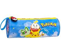 Trousse Scolaire Ronde pour Enfant - pour Fan de Pokemon - Étui Bleu 21x8 cm avec Fermeture éclair - Cadeau pour garçon - école Primaire (CP à 6e) - Clondo