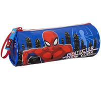 Trousse Scolaire Ronde pour Enfant - pour Fan de Spiderman - Étui Rouge et Bleu 21x8 cm avec Fermeture éclair - Cadeau pour garçon - école Primaire (CP à 6e) - Clondo