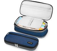 Trousse Scolaire Sac À Crayons Plumier Grande Capacité Étui À Stylo Fournitures Scolaires Bureau Porte-Crayon Pliable Pochette Pour Garçon Fille Ado Étudiant Avec Fermeture À Glissière, Bleu