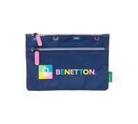 Trousse Scolaire - SAFTA - Benetton Cool - Double Fermeture Éclair - Bleu - Synthétique