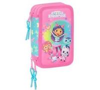 Trousse Scolaire - safta - GABBY'S Dollhouse Confetti - 37 Outils Inclus - Polyester Recyclé Rose