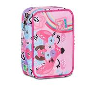 Trousse scolaire Seven Speed Pad PinkHugh Chaton Fermeture éclair complète + porte-clés pailettes et double jeu de couleurs + 12 crayons et 12 feutres, multicolore, standard, Petite Trousse