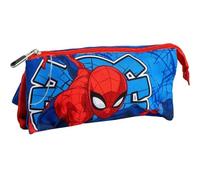 Trousse scolaire Spider-Man au design original bleu et rouge avec fermeture solide - Trousse multifonction Spiderman pour enfants, pour crayons, couleurs et accessoires scolaires